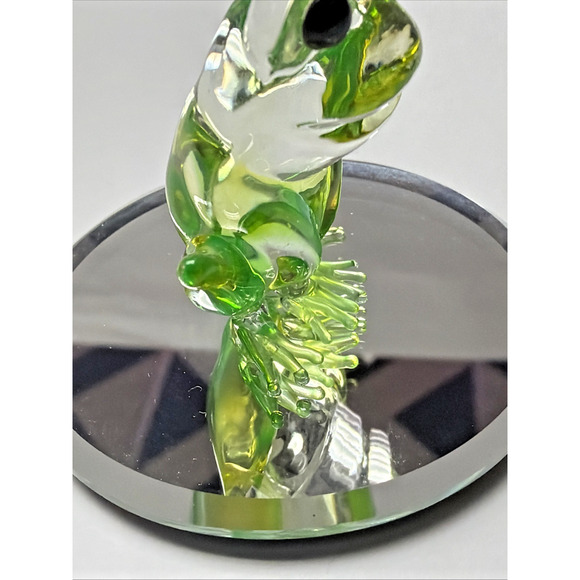 Vintage Glass Baron Green Frog On Mirror Smiling - Picture 7 of 12